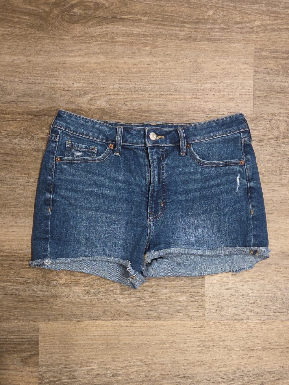 Old Navy Dark Blue High Rise Denim Cuffed Jean Shorts Size 10
